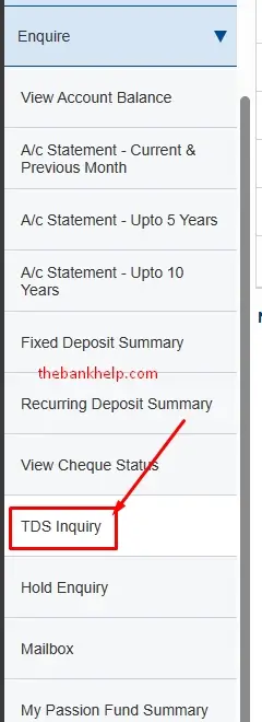 click on tds enquiry option in hdfc net banking