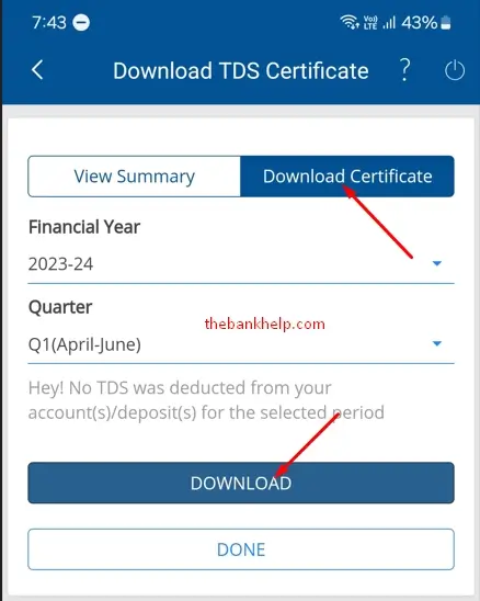 download tds certificate from hdfc app