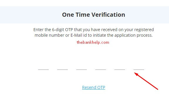 enter the otp received on the mobile number given during sbi card application