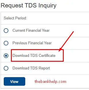 select on download tds certificate option in hdfc net banking