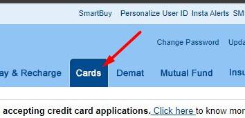 click on the cards option in hdfc netbanking