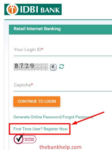 click on register now option in netbnking login page