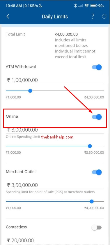 enable online transaction in hdfc app