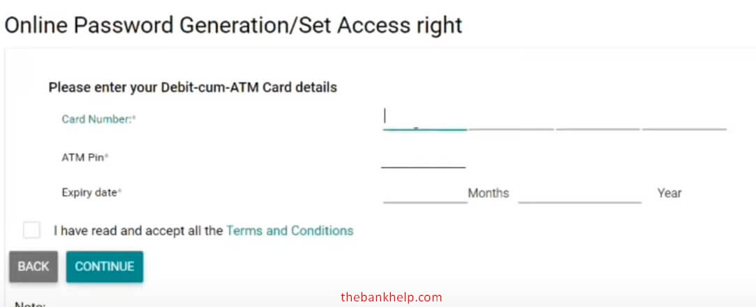enter idbi debit card number, atm pin and expiry date