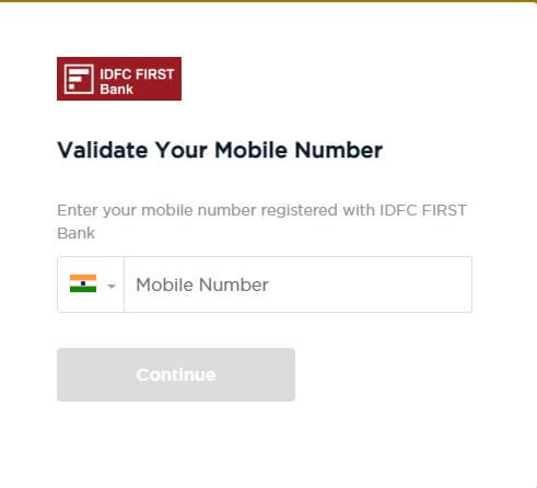 enter mobile number to login to idfc poshvine