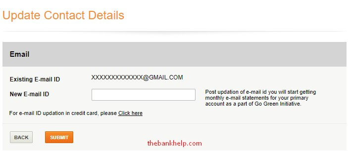 enter new email id in icici bank
