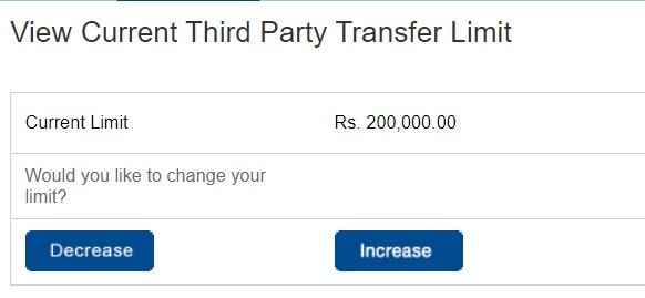 increase tpt limit in hdfc