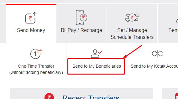 select send to beneficiary