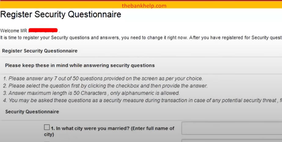 set security questions in pnb net banking
