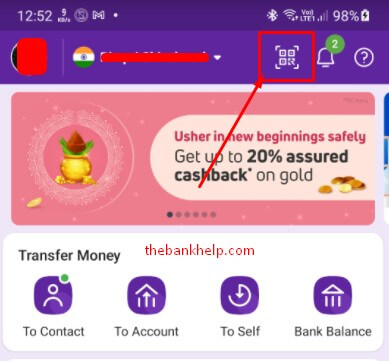 tap on scan option in phonepe