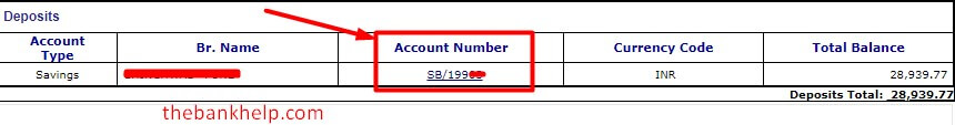 click on the account number in tjsb net banking