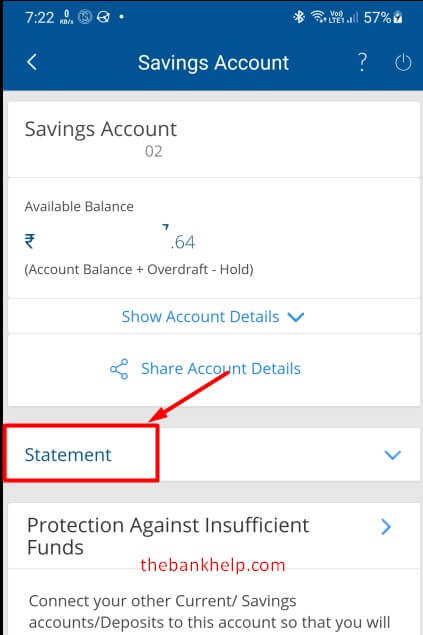 tap on statement option in hdfc app