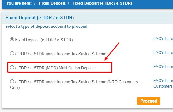 select type of fixed deposit