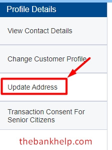 click on update address in hdfc netbanking
