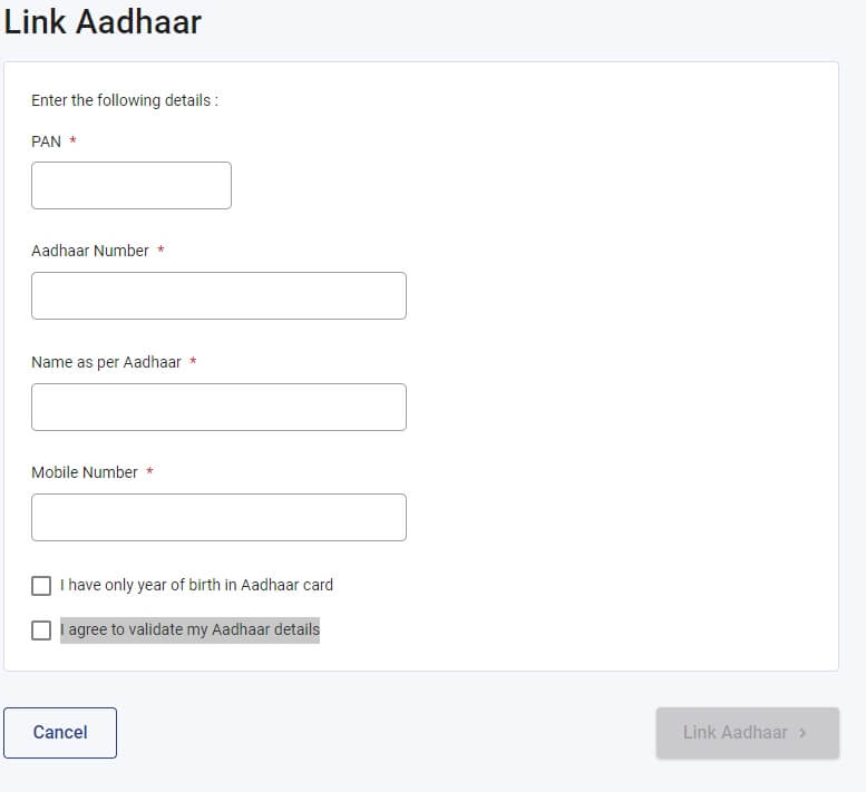 link aadhar with PAN