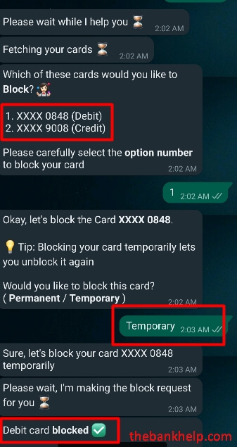 block icici debit card using whatsapp2