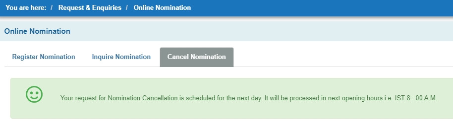 cancel previous nominee