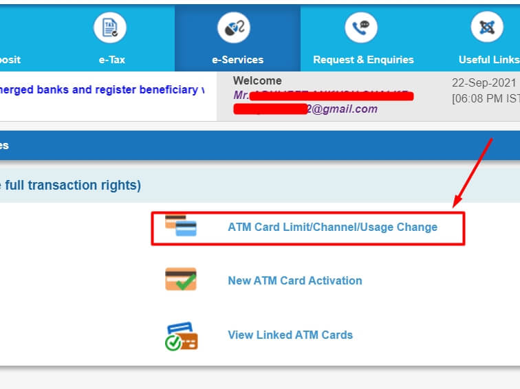 click on atm card limit