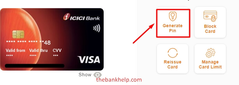 click on generate pin option in icici netbanking
