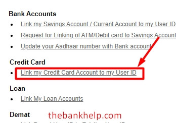 click on link my credit card option in icici netbanking
