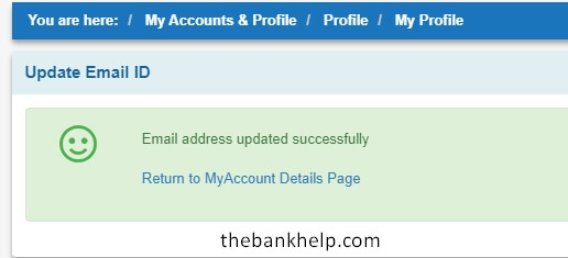 email id updated successfully in sbi