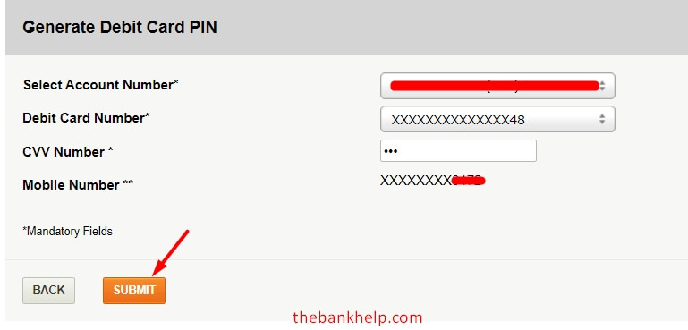 enter debit card cvv to generate pin for icici debit card