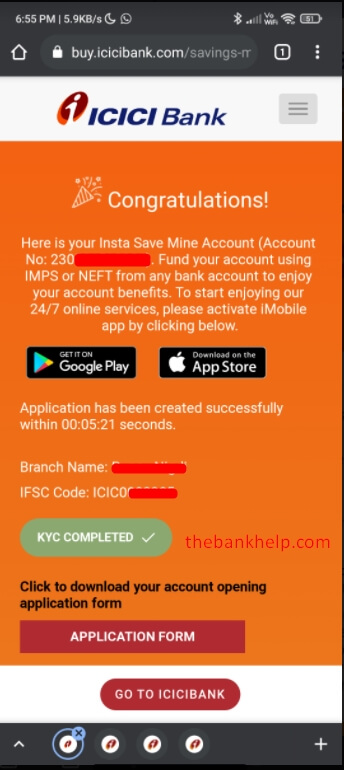 icici account number and ifsc