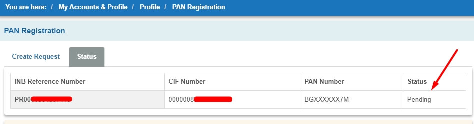 pan registration status