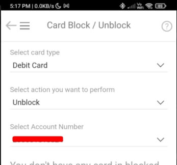 unblock icici debit card using imobile app