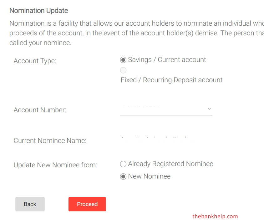 select account type and add new nominee using kotak net banking