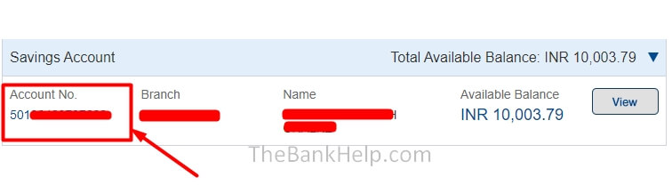 click on account number in hdfc netbanking