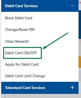 click on debit card on off option in fednet