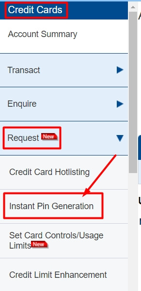click on instant pin generation in hdfc netbanking