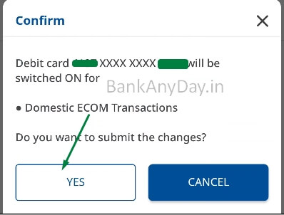 confirm to enable online transactions in fedmobille app