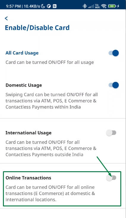 enable online transaction from fedmobile app