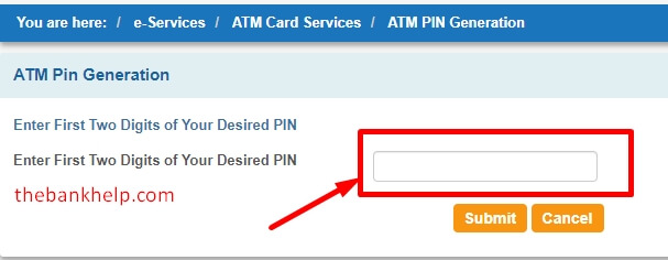 enter first two digits of sbi atm card to generate