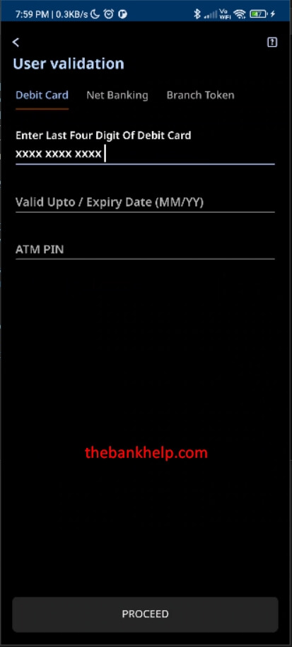 enter debit card details