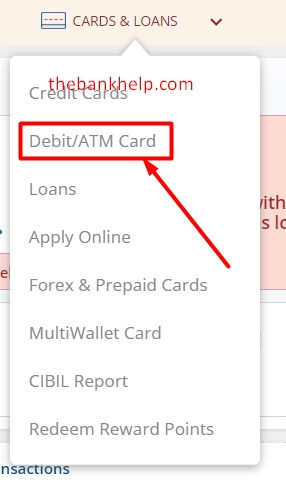 click on debit card option in icici net banking (1)