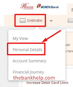 click on personal details in icici netbanking (1)