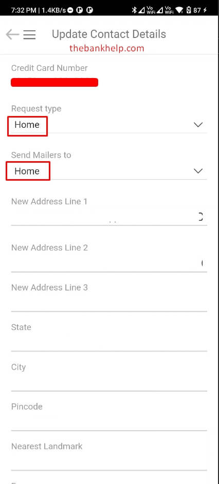 enter new address in imobile app