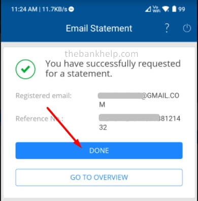hdfc email statement request submitted