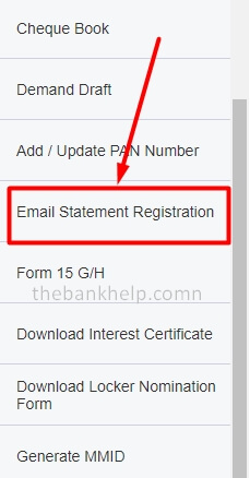 select email statement registration option