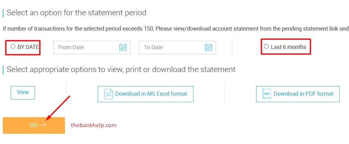 select statement duration and pdf or excel format