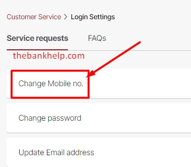 click on change mobile number in idfc netbanking