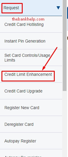 click on credit limit enhancement