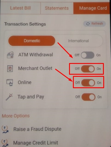 enable online transactions for icici credit card