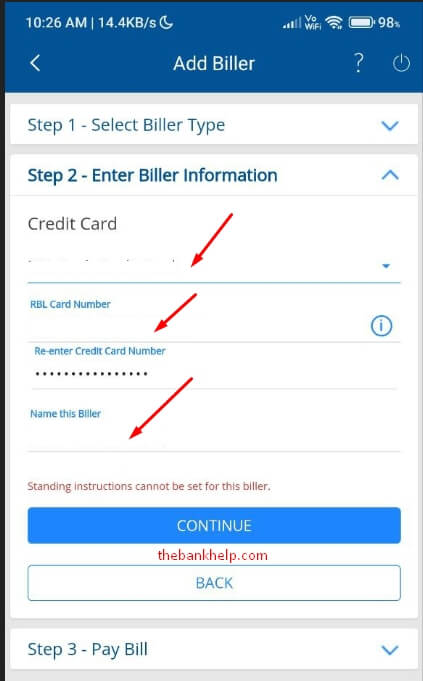 enter kotak credit card number in hdfc app