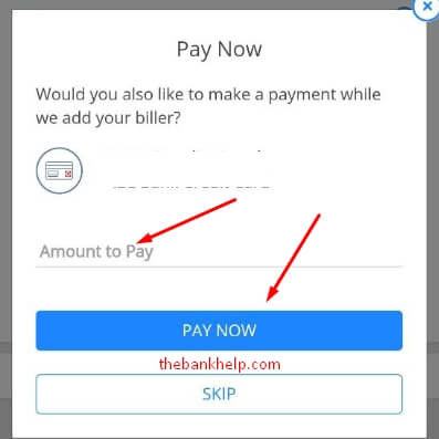 enter the amount to pay the bill of kotak credit card in hdfc app