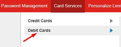 Click on Debit Cards under Card Services