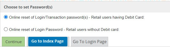 Choose an option to change password and click Continue